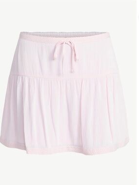 No Boundaries Light Pink Tiered Drawstring Skirt